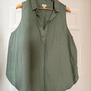 J. Crew Sage Green Sleeveless Linen Blouse